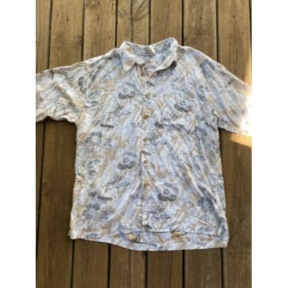 Marc Edwards Men's Rayon XXL Gray Floral Hawaiian Short Sleeve Button Up Shirt - Picture 1 of 9